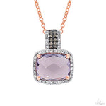 0.23ct White and Champagne Diamond and 3.08ct Amethyst Rose Gold Pendant Necklace 59416 - Image 1