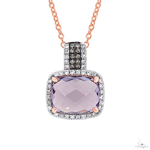 0.23ct White and Champagne Diamond and 3.08ct Amethyst Rose Gold Pendant Necklace 59416 - Image 1