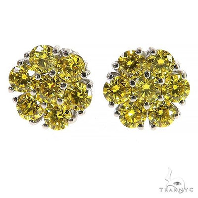 10 Pt Yellow Diamond Flower Earrings (Lab) 68214 - Image 1