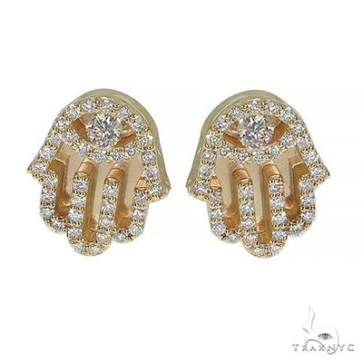 10K Gold Hamsa Diamond Earring 66552 - Image 1
