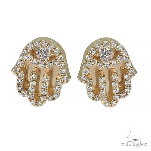 10K Gold Hamsa Diamond Earring 66552 - Image 1