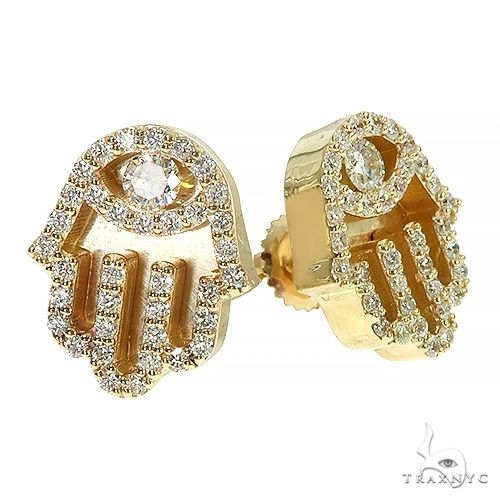 10K Gold Hamsa Diamond Earring 66552 - Image 2