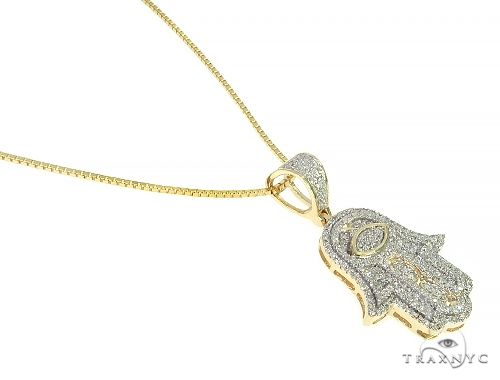 10K Gold Diamond Hamsa Pendant Set 66286 - Image 2