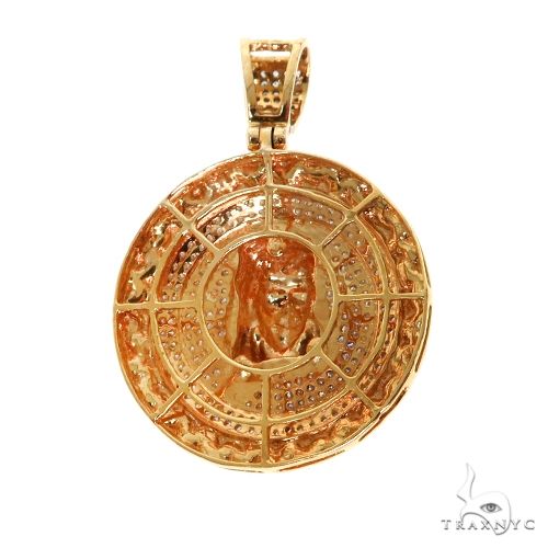 10K Gold Micro Pave Diamond Jesus Charm Pendant 63304 - Image 4