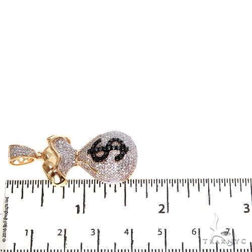 10K Gold Micro Pave Diamond Money Bag Dollar Sign Charm Pendant 63632 - Image 6