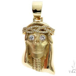 10K Gold Prong Bezel Diamond Skull Pendant 63954 - Image 1