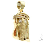10K Gold Prong Bezel Diamond Skull Pendant 63954 - Image 2