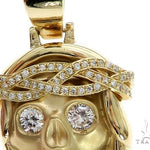 10K Gold Prong Bezel Diamond Skull Pendant 63954 - Image 3