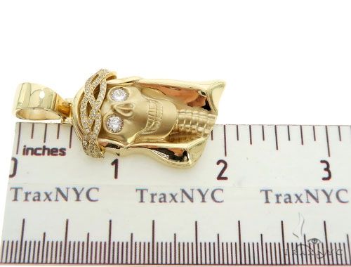 10K Gold Prong Bezel Diamond Skull Pendant 63954 - Image 6