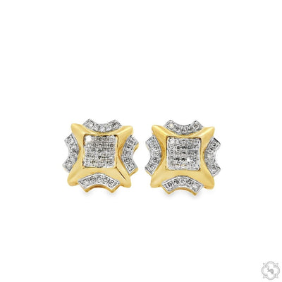 10K Gold Round Cut Prong Diamond Earrings 23391