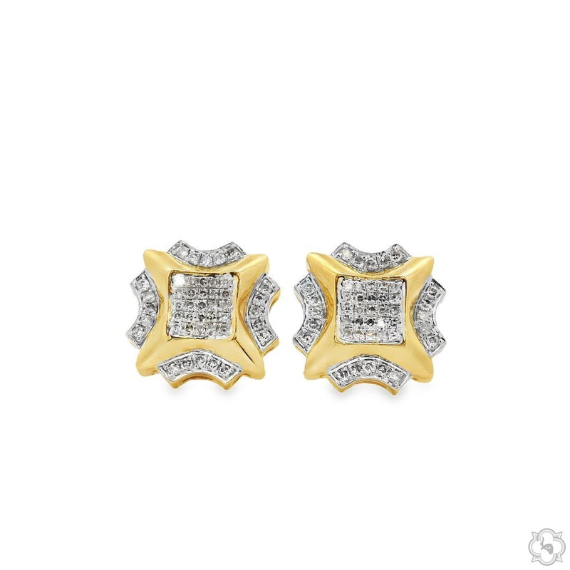 10K Gold Round Cut Prong Diamond Earrings 23391
