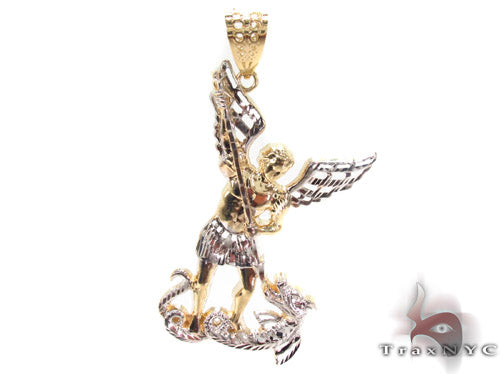 10K Two Tone Gold Saint Michael Pendant 33929 - Image 1