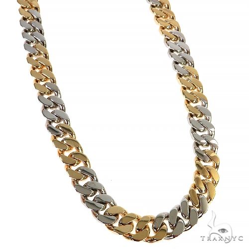 10k Two Tone Gold Solid Miami Cuban 18 Inches 8mm 68167 - Image 1