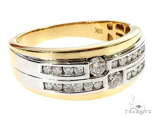 10K Two Tone Gold Two Row Channel Diamond Band Ring 65342 - Image 1