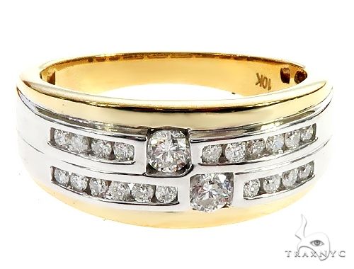10K Two Tone Gold Two Row Channel Diamond Band Ring 65342 - Image 2