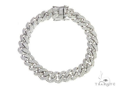 10K White Gold Miami Cuban Diamond Bracelet 65226 - Image 1