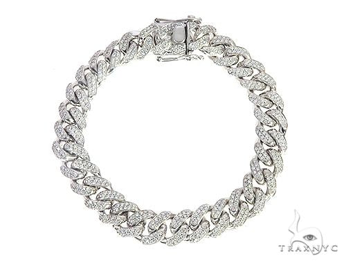 10K White Gold Miami Cuban Diamond Bracelet 65226 - Image 1