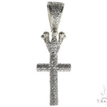 10K White Gold Small Diamond Crowned Cross 63615 - Image 1