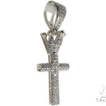 10K White Gold Small Diamond Crowned Cross 63615 - Image 2
