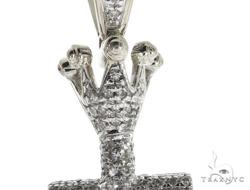 10K White Gold Small Diamond Crowned Cross 63615 - Image 3
