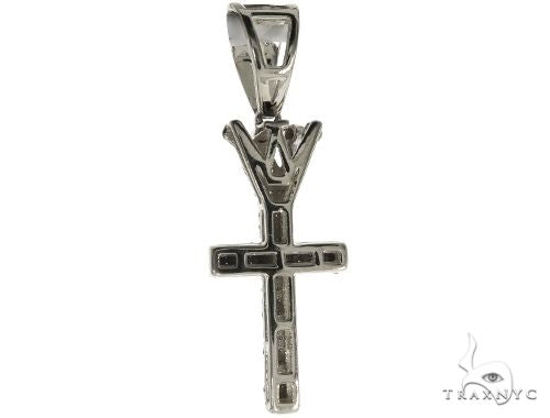 10K White Gold Small Diamond Crowned Cross 63615 - Image 5