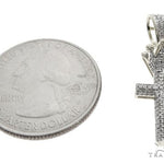 10K White Gold Small Diamond Crowned Cross 63615 - Image 6