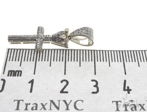 10K White Gold Small Diamond Crowned Cross 63615 - Image 7