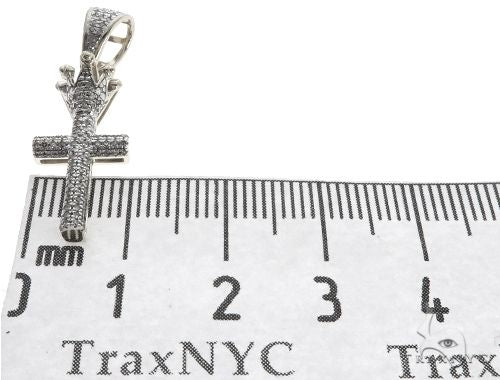 10K White Gold Small Diamond Crowned Cross 63615 - Image 8
