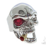 10K White Gold Skull Ring With Cigar 65097 - Image 1