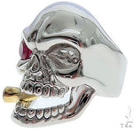 10K White Gold Skull Ring With Cigar 65097 - Image 5