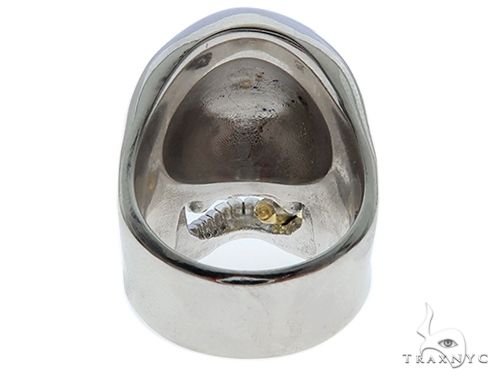 10K White Gold Skull Ring With Cigar 65097 - Image 6
