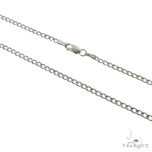 10K White Gold Thin Hollow Curb Link Chain 20 Inches 2.3mm   67261 - Image 2
