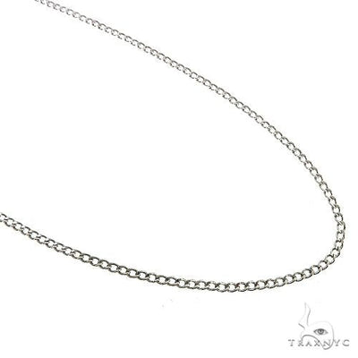 10K White Gold Thin Hollow Curb Link Chain 24 Inches 2.3mm   67263 - Image 1
