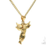 10K Gold Angel Charm 24 Inches Cuban Link Chain Set 61805 - Image 2