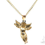 10K Gold Angel Charm 24 Inches Cuban Link Chain Set 61805 - Image 3