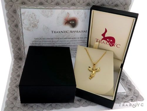 10K Gold Angel Charm 24 Inches Cuban Link Chain Set 61805 - Image 7