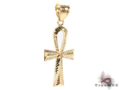10K Yellow Gold Ankh Cross Crucifix 33927 - Image 2