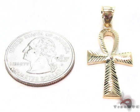 10K Yellow Gold Ankh Cross Crucifix 33927 - Image 4
