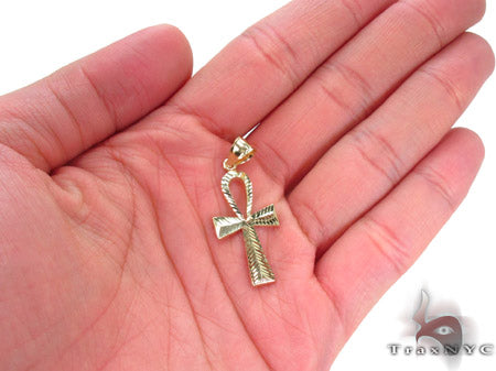 10K Yellow Gold Ankh Cross Crucifix 33927 - Image 5
