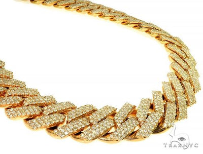 10K Yellow Gold Cuban Link Diamond Chain 66221 - Image 1