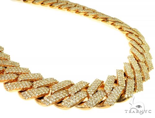 10K Yellow Gold Cuban Link Diamond Chain 66221 - Image 1