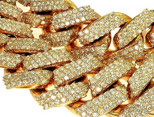 10K Yellow Gold Cuban Link Diamond Chain 66221 - Image 5