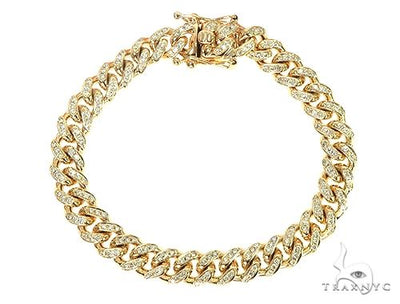 10K Yellow Gold Diamond Cuban Link Bracelet 66089 - Image 1