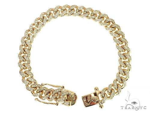 10K Yellow Gold Diamond Cuban Link Bracelet 66089 - Image 3