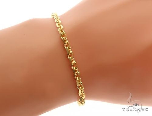 14k Yellow Gold Diamond Cut Solid Anchor Link Bracelet 8.25 Inches 3mm   65554 - Image 5
