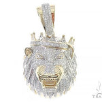 10K Gold Diamond Lion King Crown Pendant 65252 - Image 1