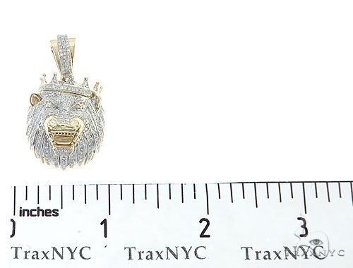 10K Gold Diamond Lion King Crown Pendant 65252 - Image 7