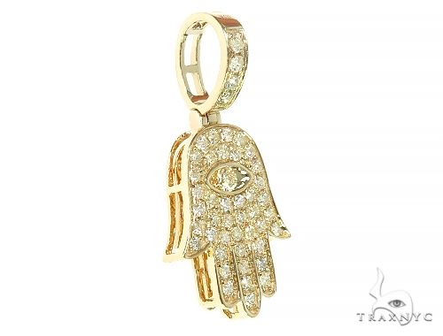 14K Gold Hamsa Diamond Pendant 66169 - Image 2