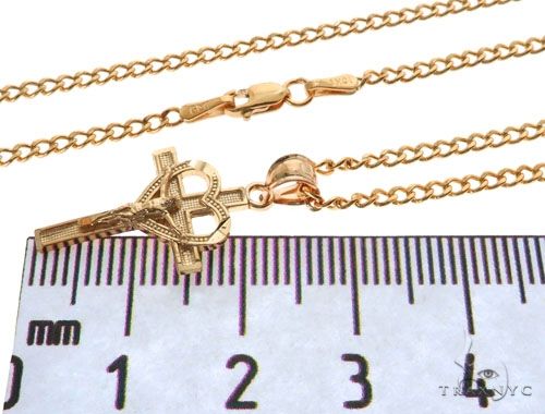 10K Yellow Gold Heart Crucifix Cross Charm 24 Inches Cuban Link Chain Set 61811 - Image 4