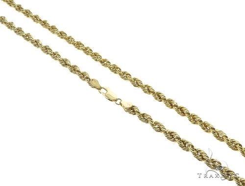 10K Yellow Gold Hollow Rope Link Chain 22 Inches 4mm   63392 - Image 1